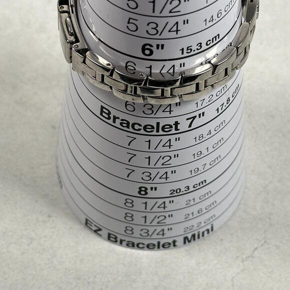 Timex Watch Women 25mm Round Pave Bezel Black Dial Silver Tone 6.25" New Battery - Picture 11 of 11